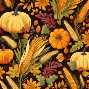 Autumn Harvest Time Pattern - 3D Sublimation 20 oz Skinny Straight Tumbler Wrap - 300 DPI PNG Commercial Use - Thanksgiving Season Print