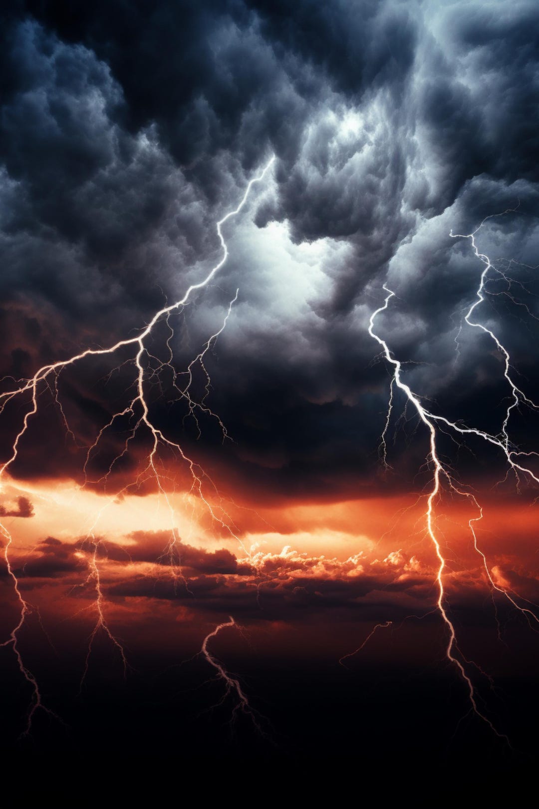 Lightning Storm Wall Art Printable, Dark Cloud Thunderstorm With Sun ...