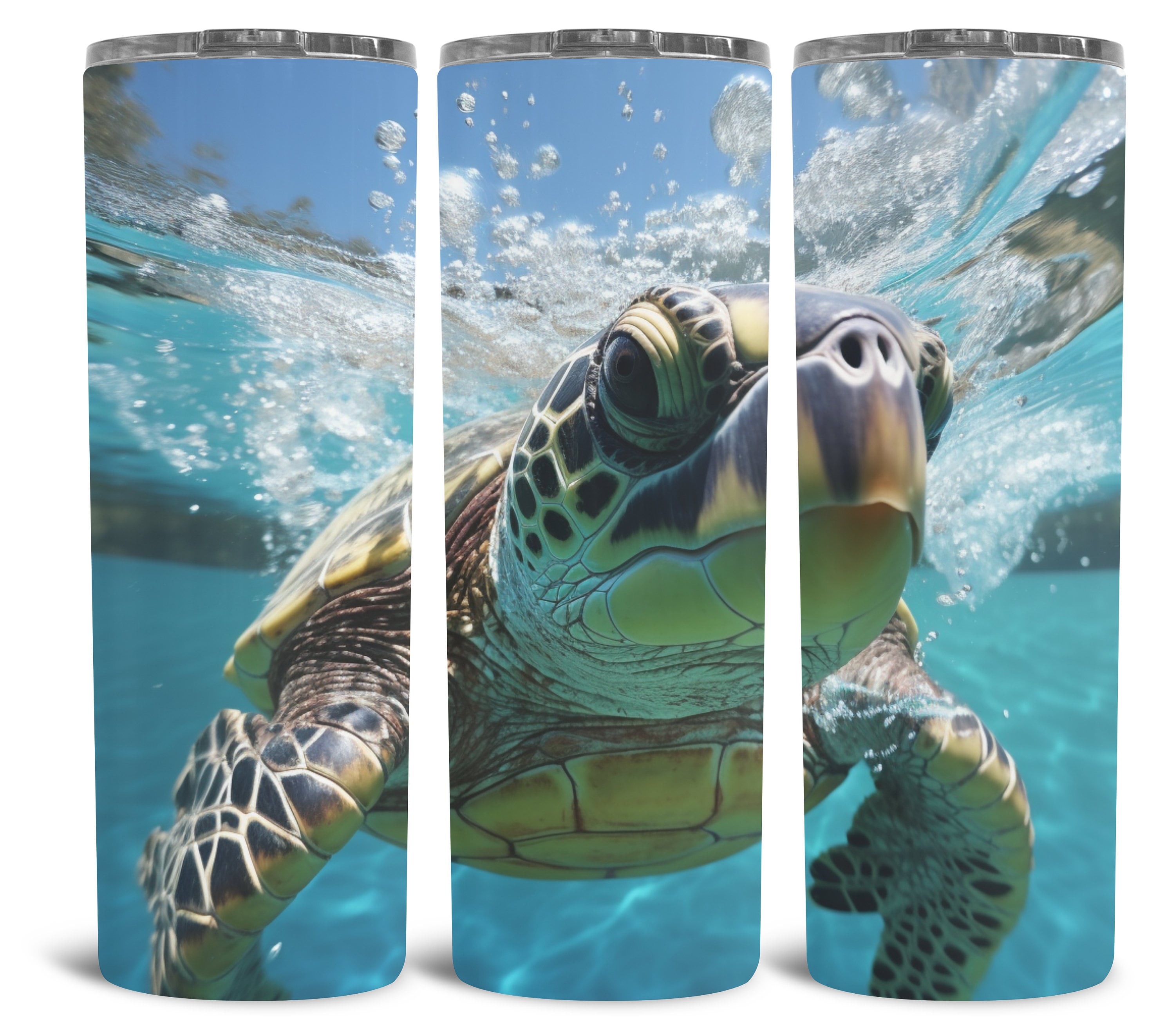 Hyper Turtle Hyper Realistic Sea Turtle Tumbler Wrap | 20 Oz Skinny Straight ...