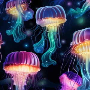 Neon Dream Jellyfish Sea Jellies 3D Sublimation Tumbler Wrap 20oz Skinny Straight Tumbler Digital Art Download 300 DPI PNG Commercial Use
