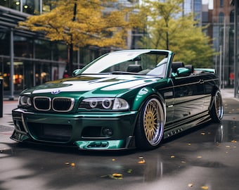 Beautiful Green BMW M3 S46 Convertible With A Showroom Shine  3D Sublimation 20 oz Skinny Straight Tumblr Wrap  300 DPI PNG Commercial Use