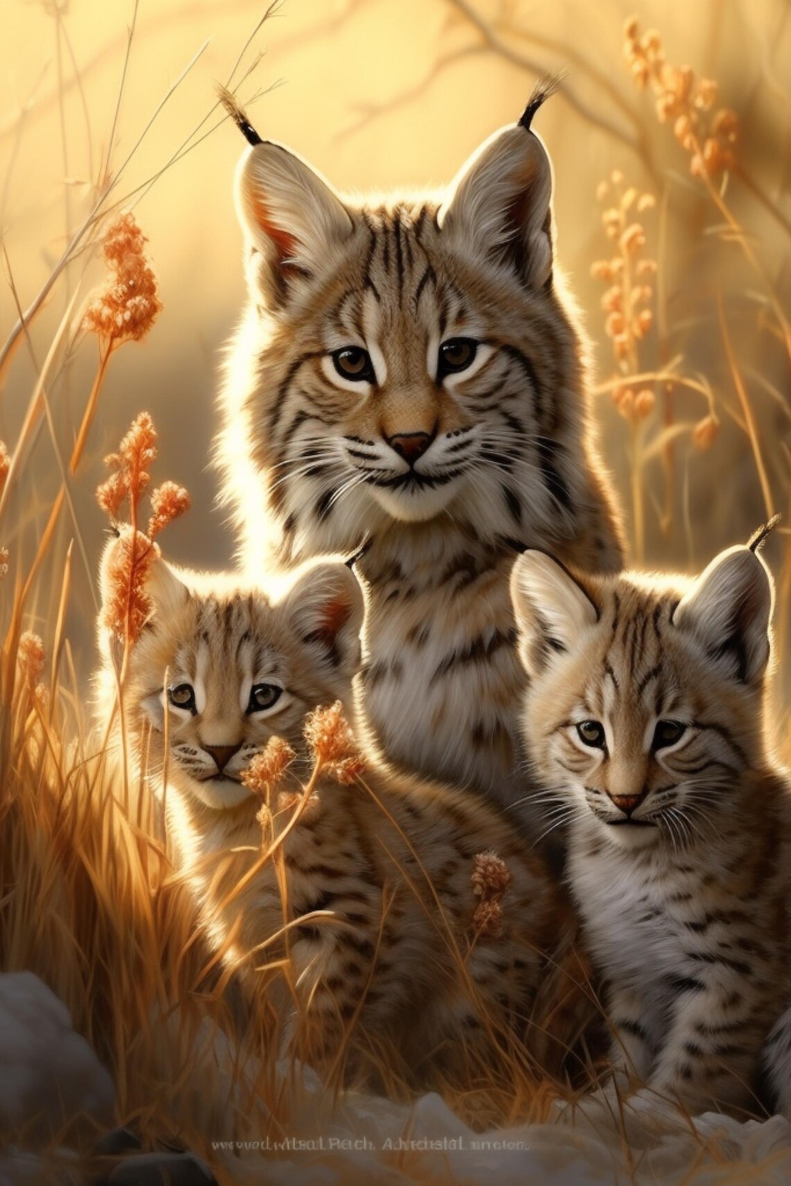 Rustic Bobcat Bobcat Family Wall Art Printable | Wildlife Animal Poster | Mother ...