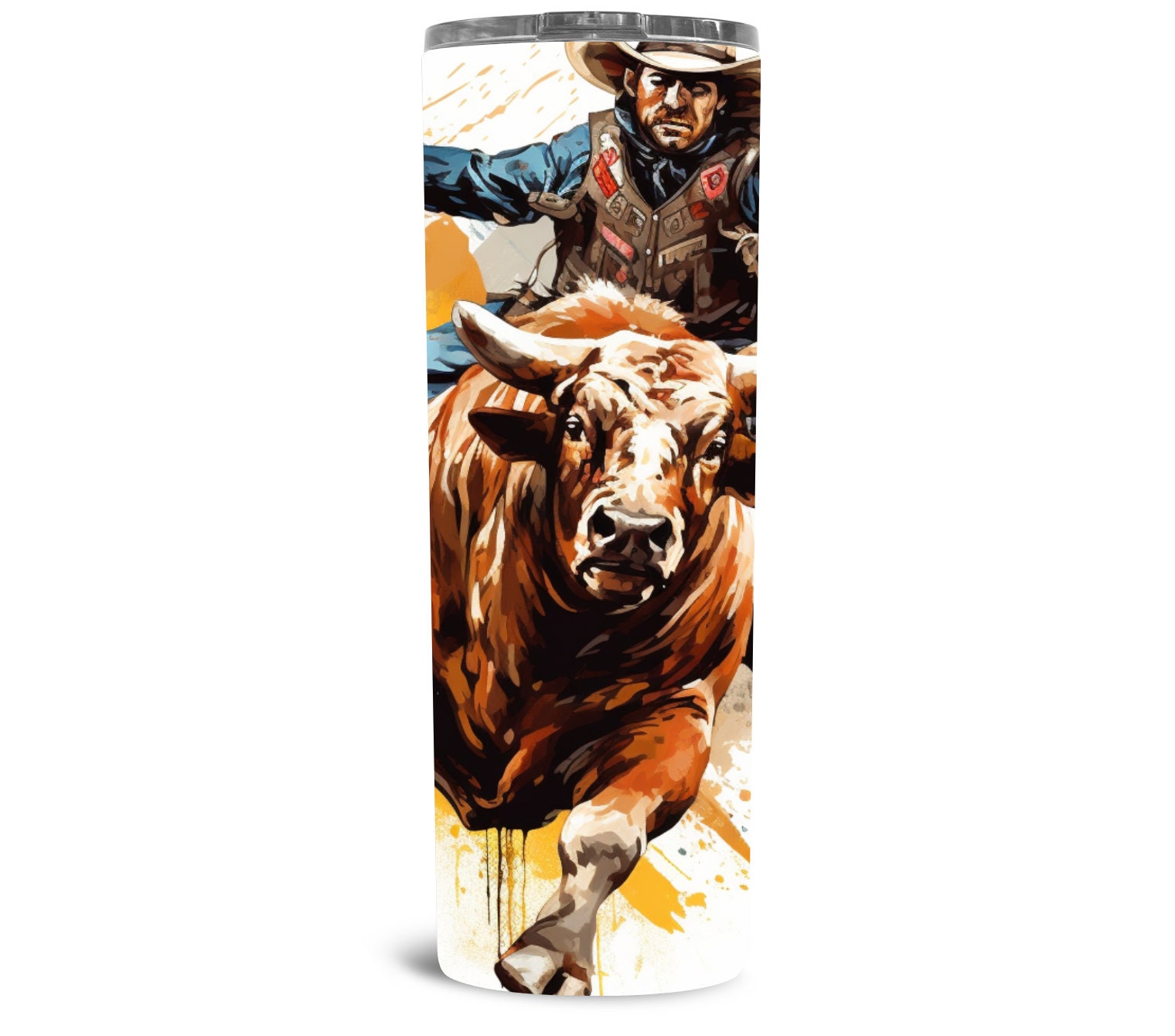 Watercolor Bull Rider Tumbler Wrap | 20 Oz Skinny Straight Sublimation ...