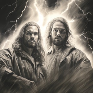 Pencil Drawing John And James The Sons Of Thunder  3D Sublimation Skinny Straight Tumblr Wrap  300 DPI PNG Commercial Use  Christian Faith