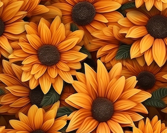 Orange Sunflower Pattern - 3D Sublimation 20 oz Skinny Straight Tumbler Wrap - 300 DPI PNG Commercial Use