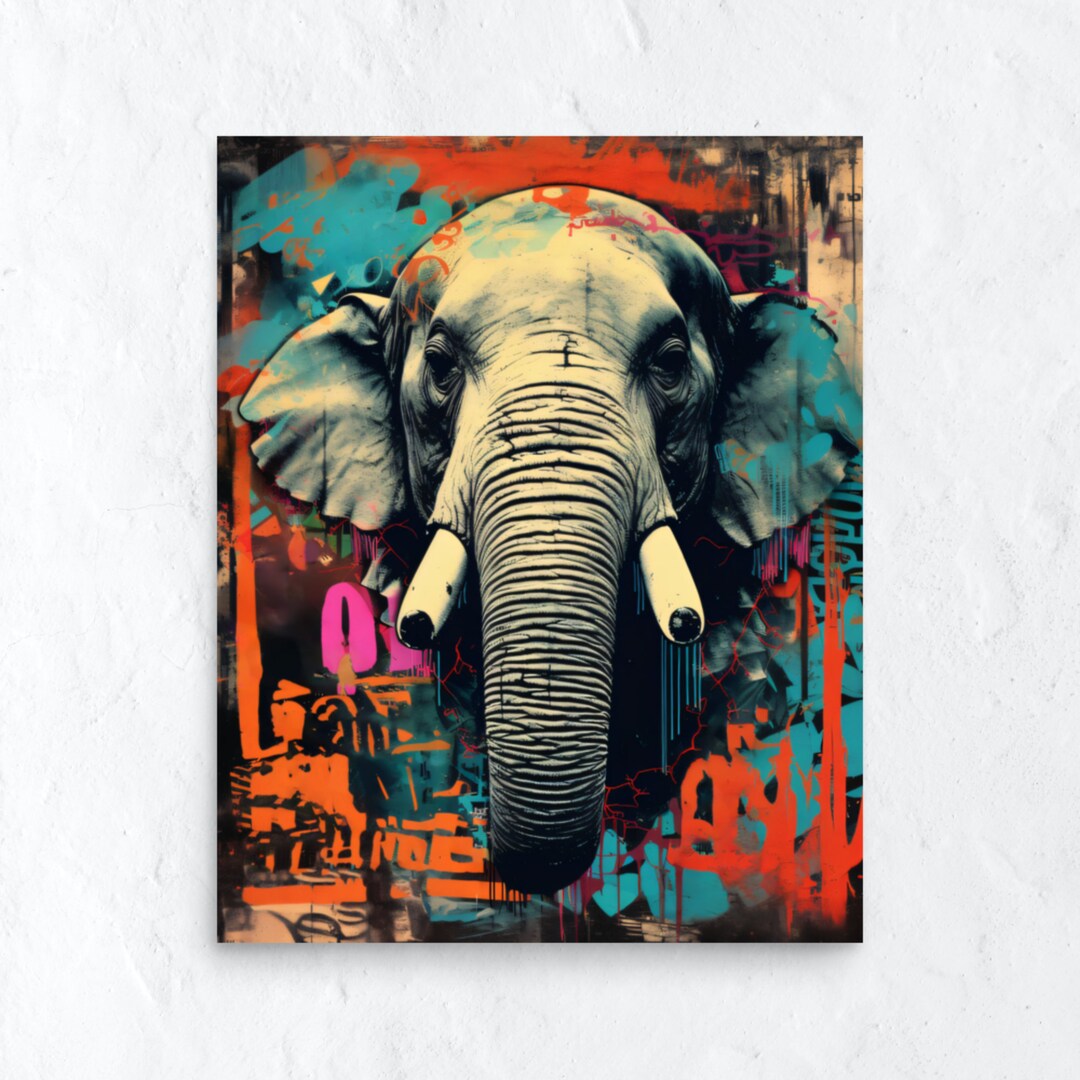 Elephant Street Art Graffiti Poster Print Urban Art Home Etsy