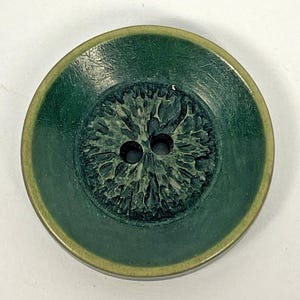 Vintage Green Casein Button – Deep Dish Coat Button, Gift for Sewers, Sewing Craft Supply