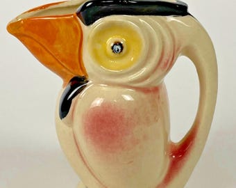 Vintage Made in Japan Toucan Bird Pitcher – Art Deco Ceramic, Bird Lover Gift, Retro Kitchen Decor