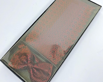 Vintage Bow Tie & Cummerbund Set – Black Red Geometric, Gift for Him, Formal Wear