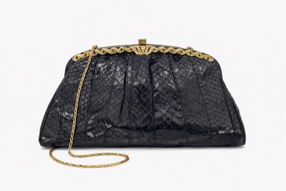 Neiman Marcus Morris Moskowitz Python Rhinestone … - image 1