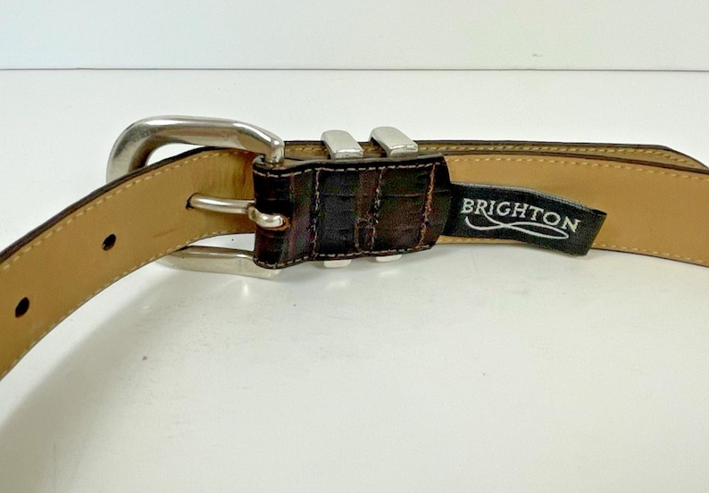 Vintage Brighton Belt Brown Croc Embossed Leather Size 34 Gift for Her image 8