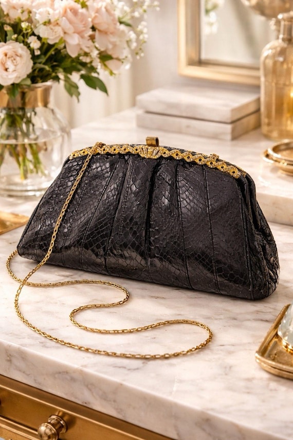 Neiman Marcus Morris Moskowitz Python Rhinestone … - image 2