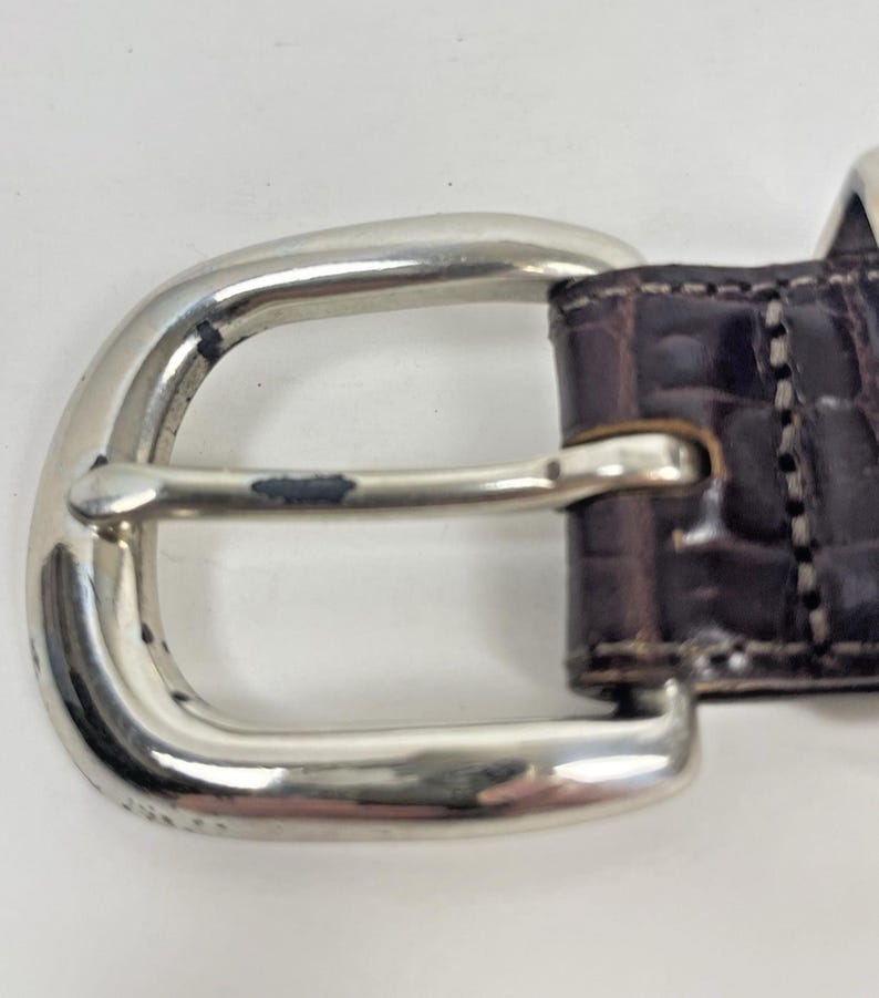 Vintage Brighton Belt Brown Croc Embossed Leather Size 34 Gift for Her image 6