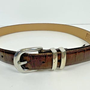 Vintage Brighton Belt Brown Croc Embossed Leather Size 34 Gift for Her image 7