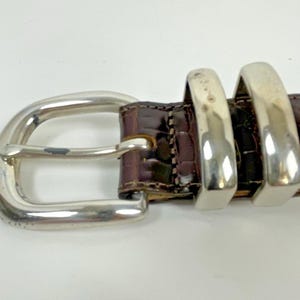 Vintage Brighton Belt Brown Croc Embossed Leather Size 34 Gift for Her image 5
