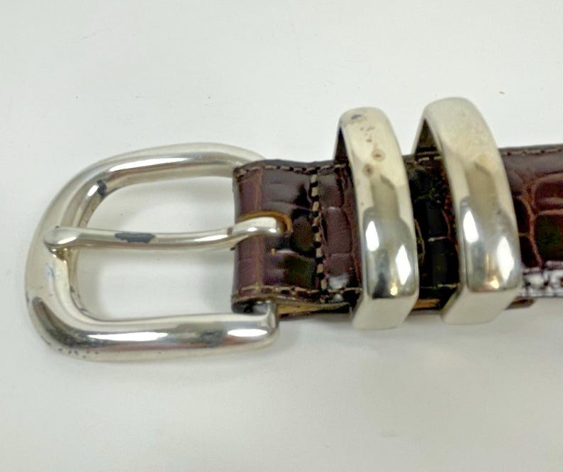 Vintage Brighton Belt Brown Croc Embossed Leather Size 34 Gift for Her image 5