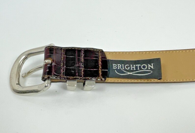 Vintage Brighton Belt Brown Croc Embossed Leather Size 34 Gift for Her image 9