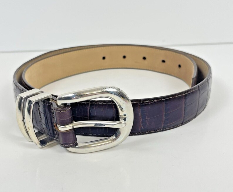 Vintage Brighton Belt Brown Croc Embossed Leather Size 34 Gift for Her image 10
