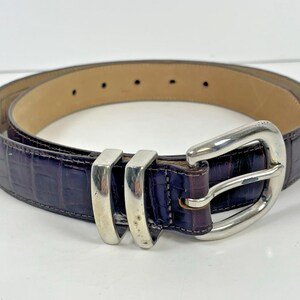 Vintage Brighton Belt Brown Croc Embossed Leather Size 34 Gift for Her image 3