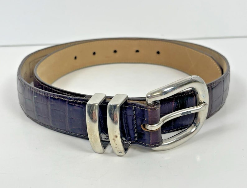 Vintage Brighton Belt Brown Croc Embossed Leather Size 34 Gift for Her image 3