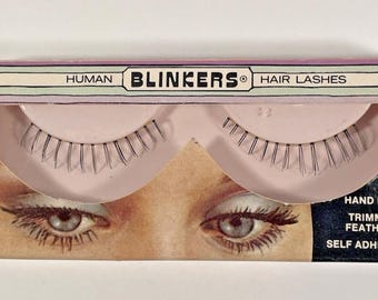 Vintage Blinkers False Eyelashes – Human Hair Separated Style, Gift for Her, Retro Beauty NOS