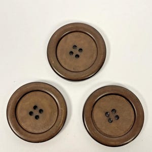 Vintage Brown Bakelite Style Buttons – Large 4 Hole Coat Buttons, Gift for Sewers, Jacket Repair Supplies