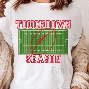 Football Touchdown Season Red Sports Sublimation PNG DTG Digital Download