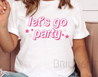 Let's Go Party Barbie Pink Stars Sublimation DTF PNG Digital Download