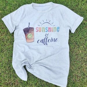 Sunshine and Caffeine Coffee Summer Sun Sublimation DTG PNG Digital Download