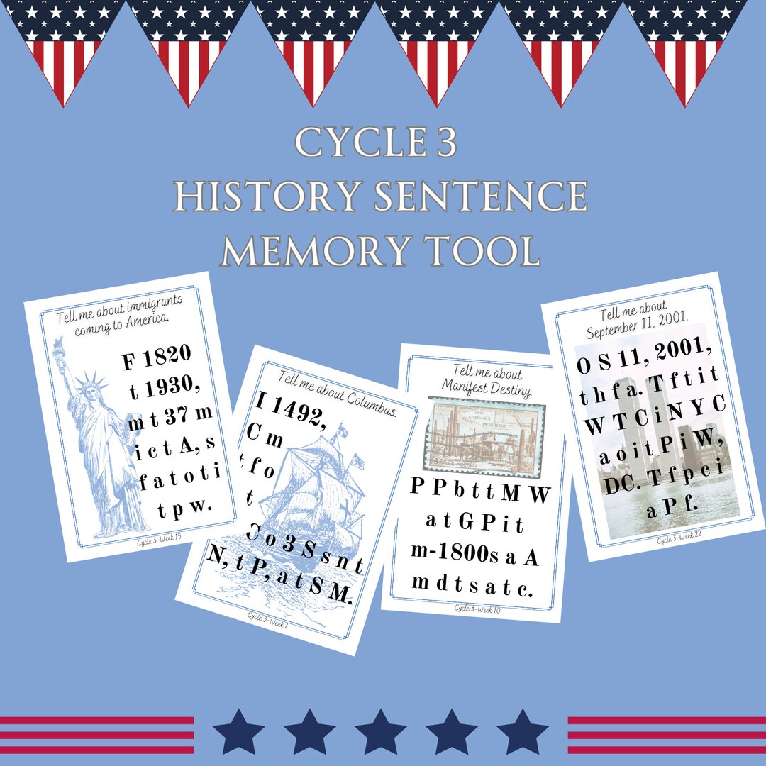 Cycle 3 History Sentence Memory Tool Cards, Classical Conversations, CC, Foundations Etsy