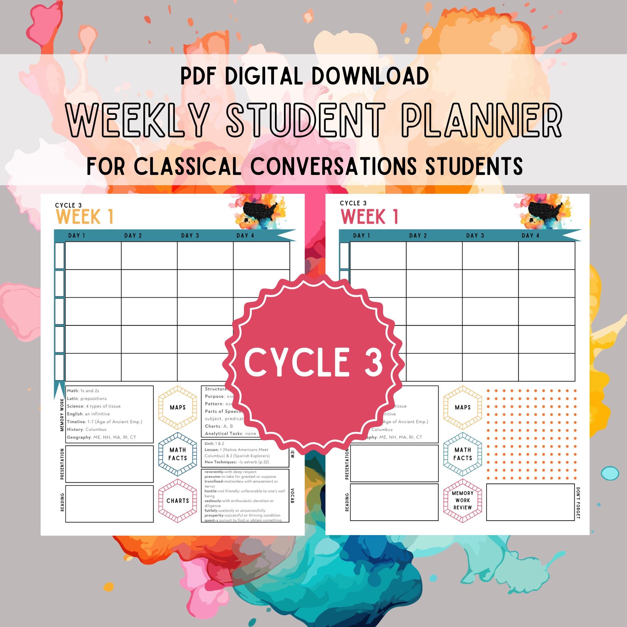 Cycle 3 Student Planner, Classical Conversations, Printable PDF - Etsy