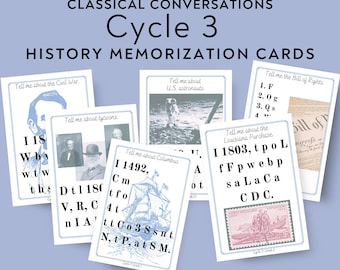 Cycle 3 History Sentence Memory Tool Cards, Classical Conversations Foundations