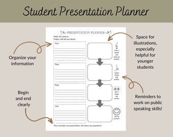 Student Presentation Planner and Organizer, Public Speaking in Homeschool Co-op, Classical Conversations