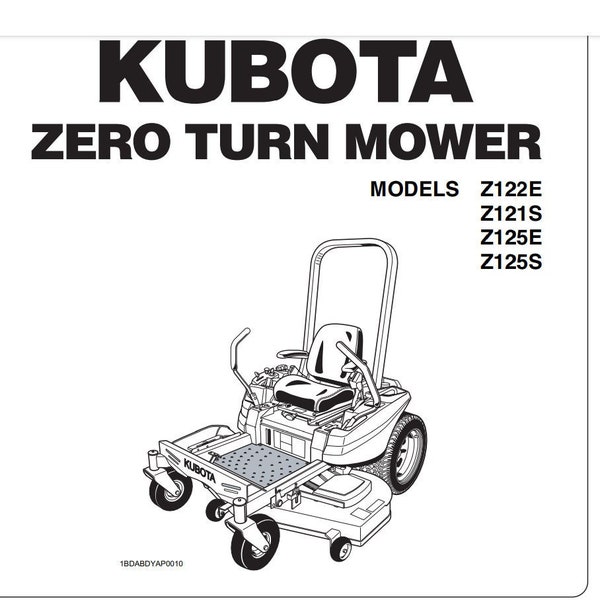 Kubota zero turn mower Z122E Z121S Z125E Z125S Operator's Manual K3011-7123