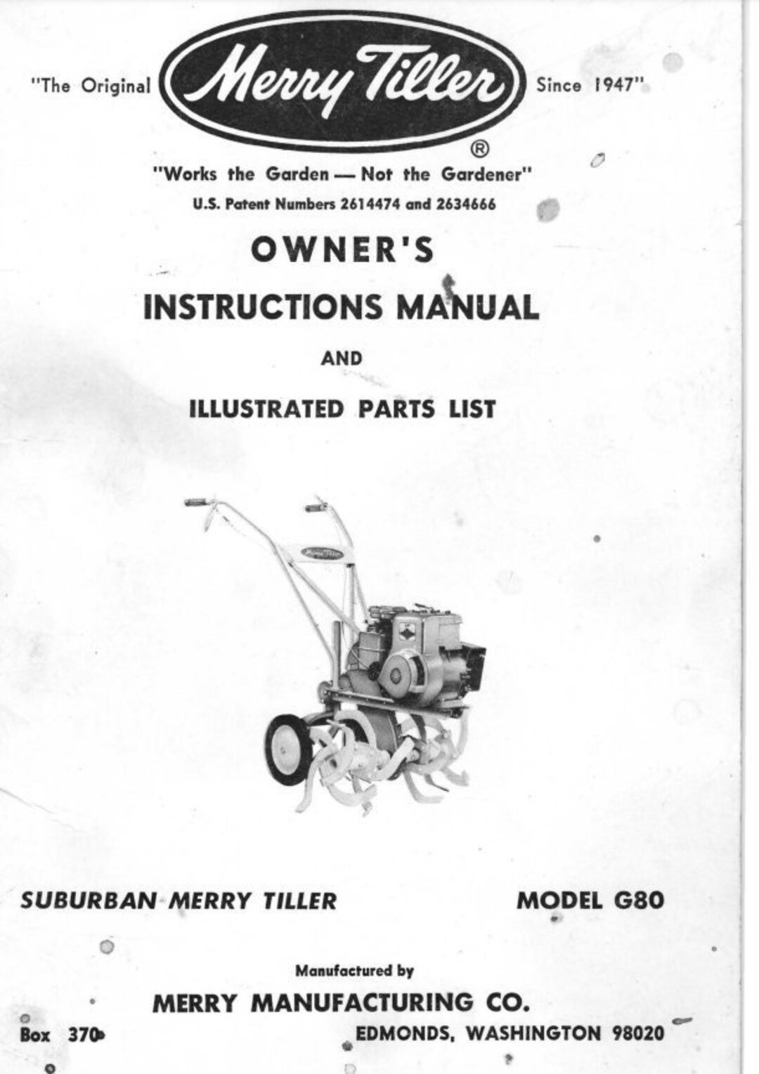 Merry Tiller Suburban Model G80 Owner
