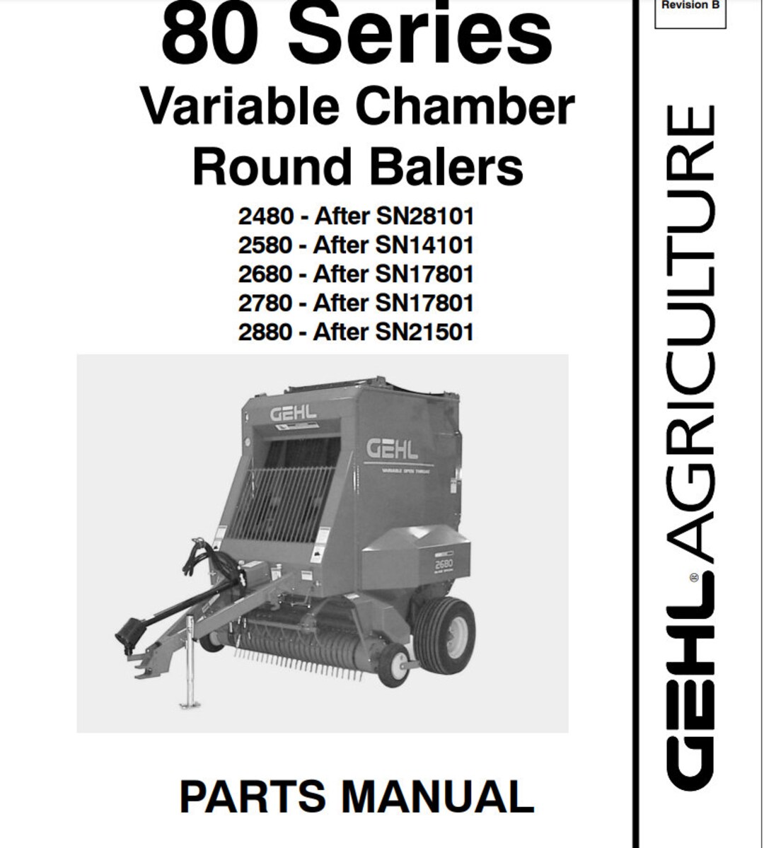 Gehl Variable Chamber Round Baler 80 Series Parts Manual Gehl 2480
