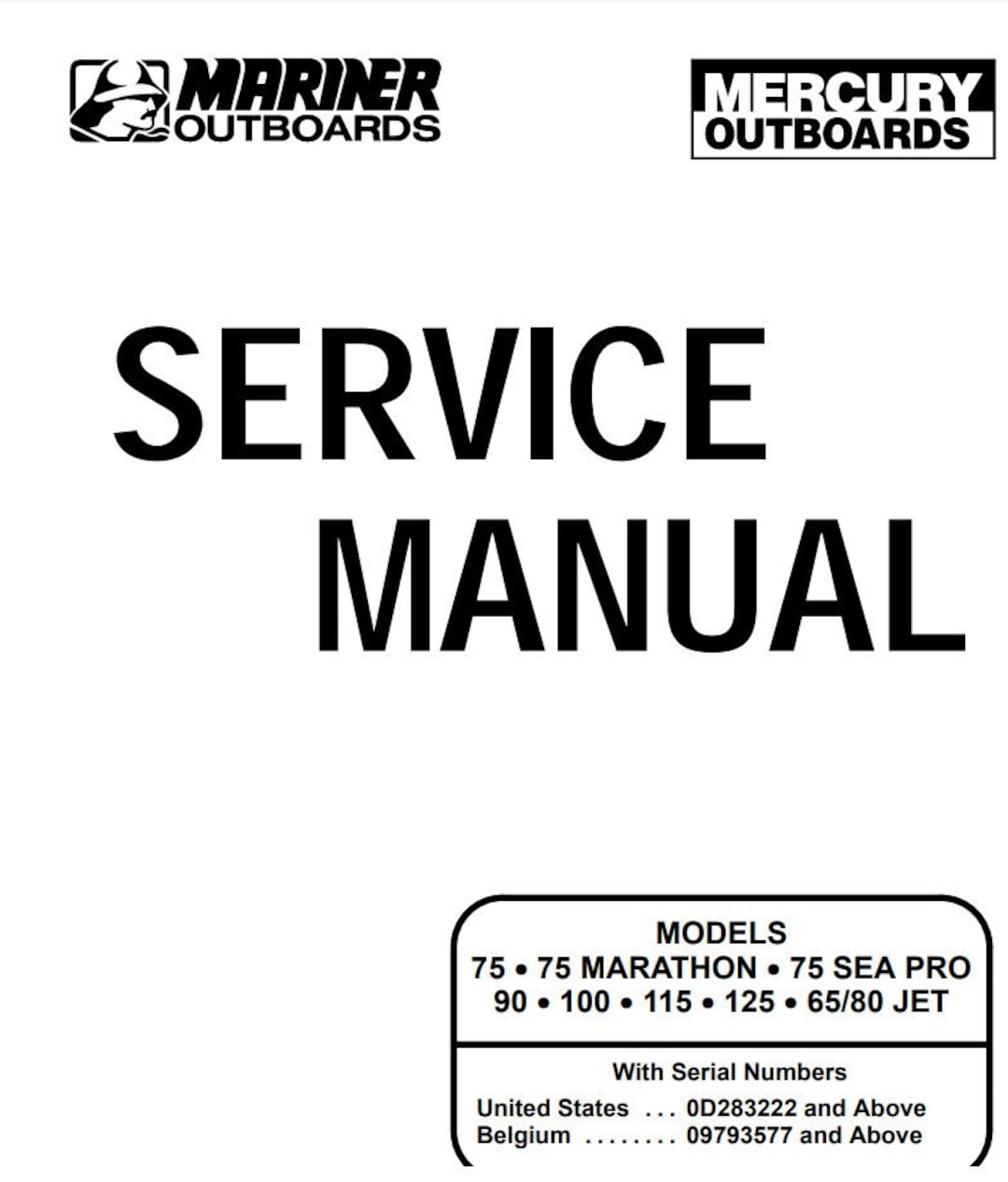 1999 2000 Mercury Outboard Service Manual Repair Manual 5HP 90HP 100HP