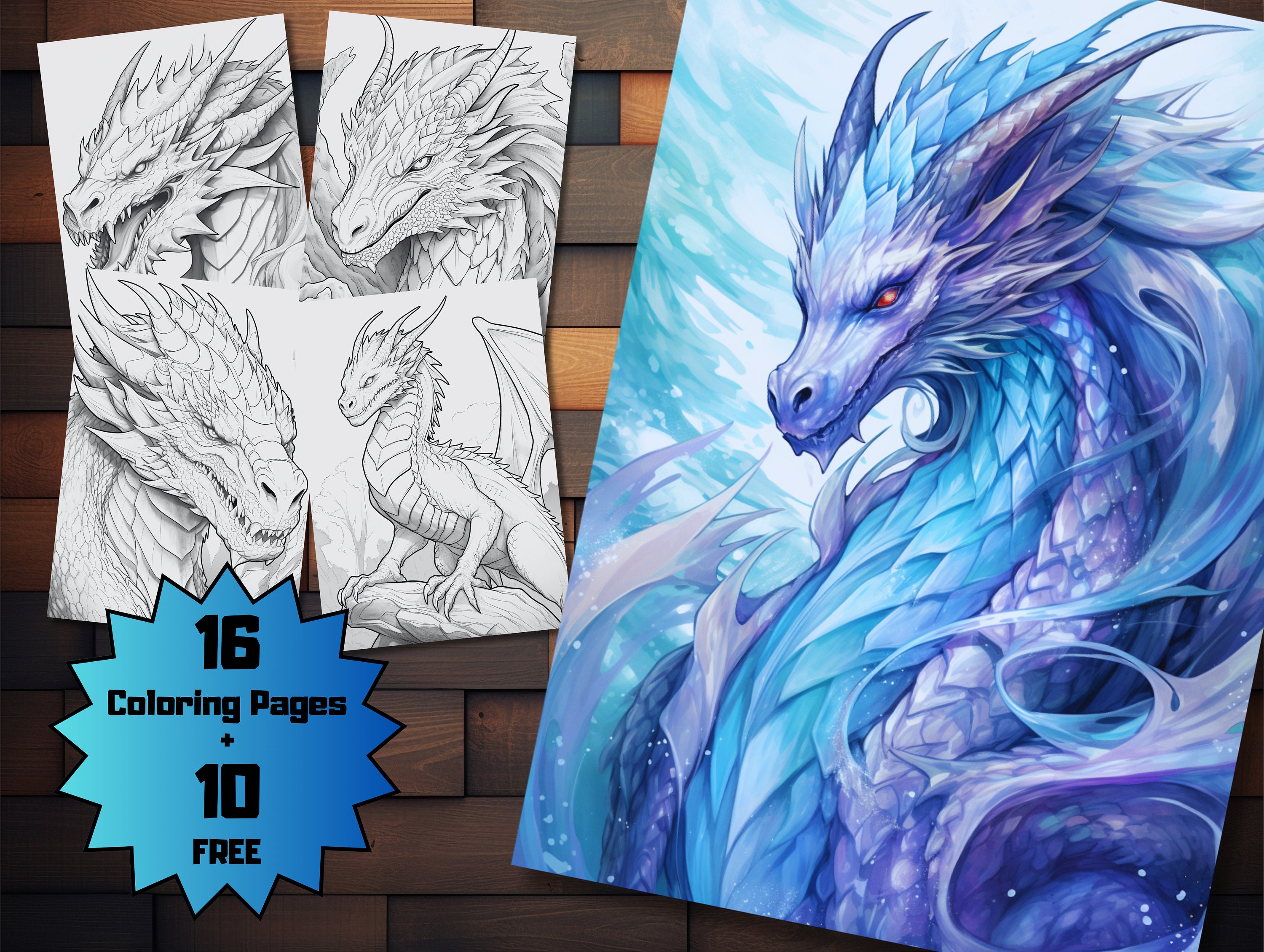 Dragon Coil - Giant Fantasy Coloring Poster for Kids and Adults