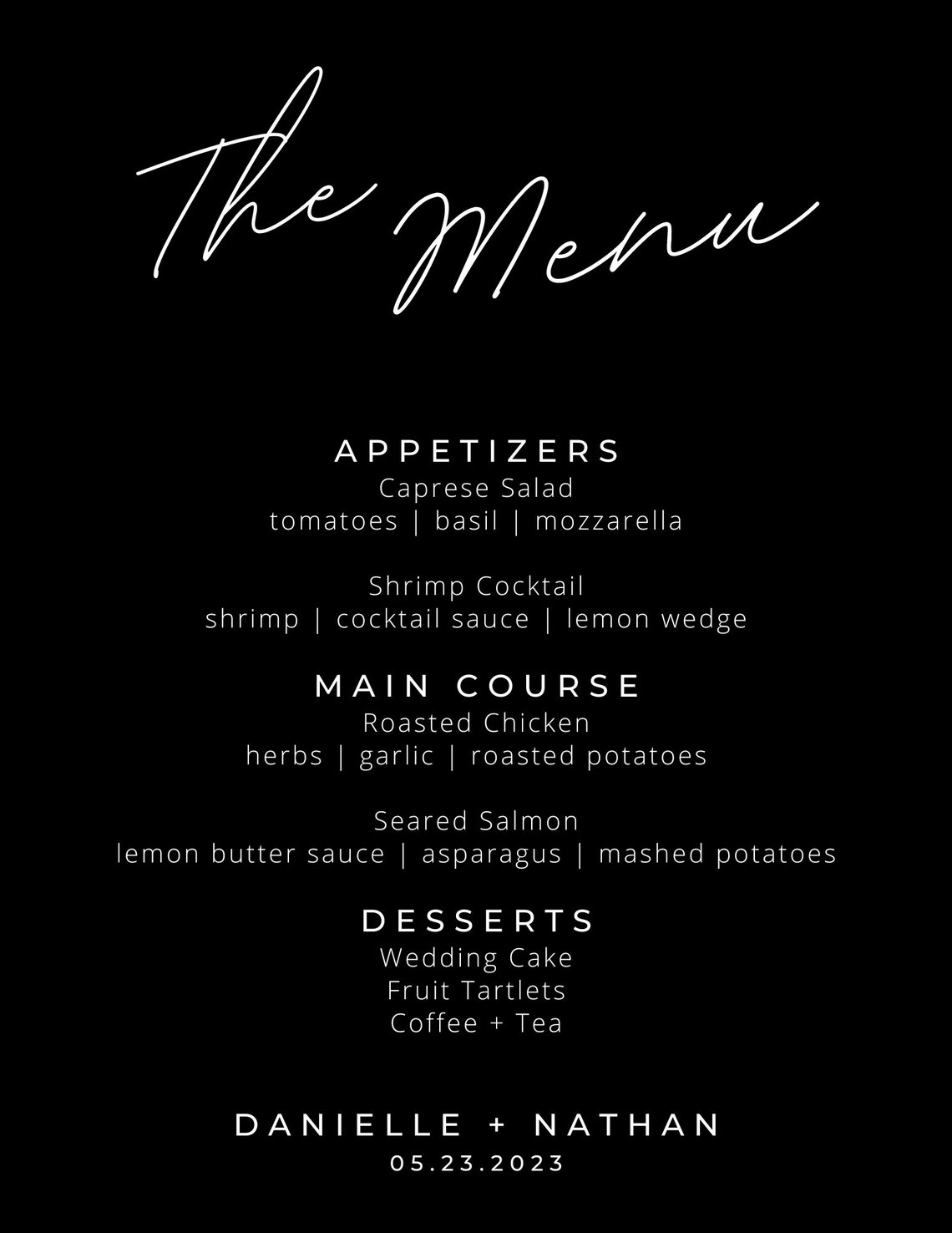 Food menu template modern editable menu minimalist black etsy