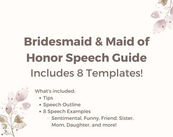 Maid Of Honor Speech Template, Wedding Toast, MOH Bridesmaid Speech, Bridesmaid Speech, Maid Of Honor Speech, Party Speech, Toast Template