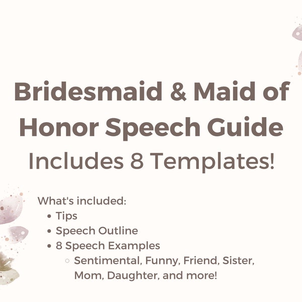 Maid Of Honor Speech Template, Wedding Toast, MOH Bridesmaid Speech, Bridesmaid Speech, Maid Of Honor Speech, Party Speech, Toast Template