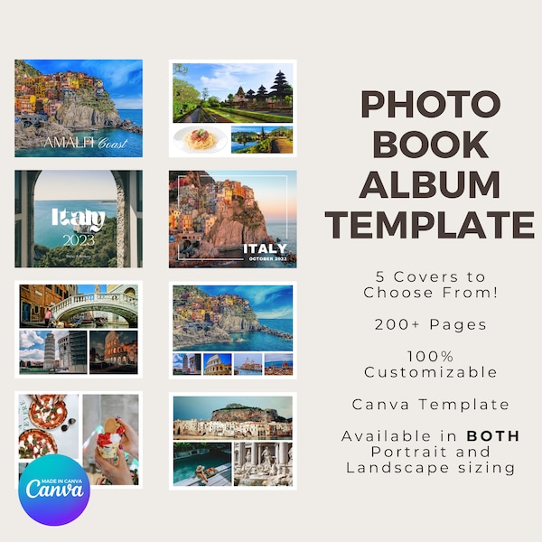 Personalized Canva Photo Book Template | Create Your Timeless Keepsake | Italy Photo Book | Coffee Table Book | Travel Photo Album Template