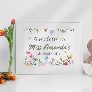 Welcome Classroom Sign Printable, Teacher Name Sign, Editable Classroom Sign, Custom Classroom Sign, Digital Download, Canva Signage 2 Pack
