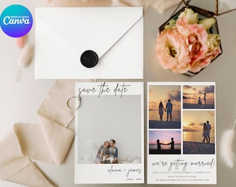 Save The Date Template with Photo, Save the Date Card, Printable Save The Date, DIY Template, Photo Collage, Poloraid Save the Date - Ella