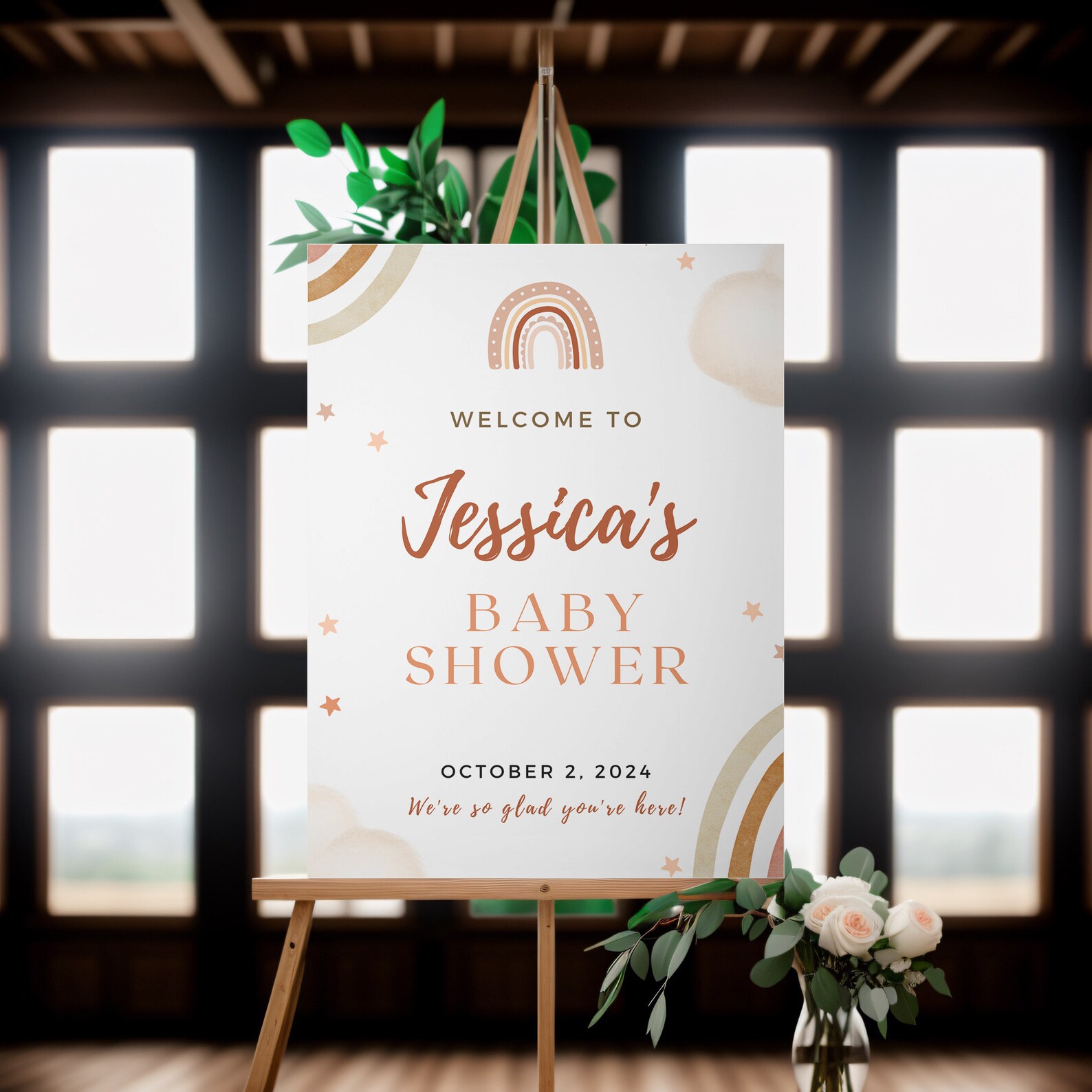 Boho Rainbow Baby Shower Sign Printable Template | Instant Download and ...