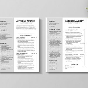 Modern Resume Canva Template, Simple CV Cover Letter and References, Professional Resume, Custom Photo Resume Template, Instant Download