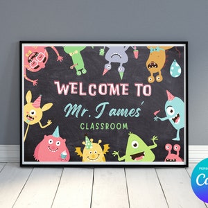 Welcome Classroom Sign Printable, Teacher Name Sign, Editable Classroom Sign, Custom Classroom Sign, Digital Download, Canva Editable Sign