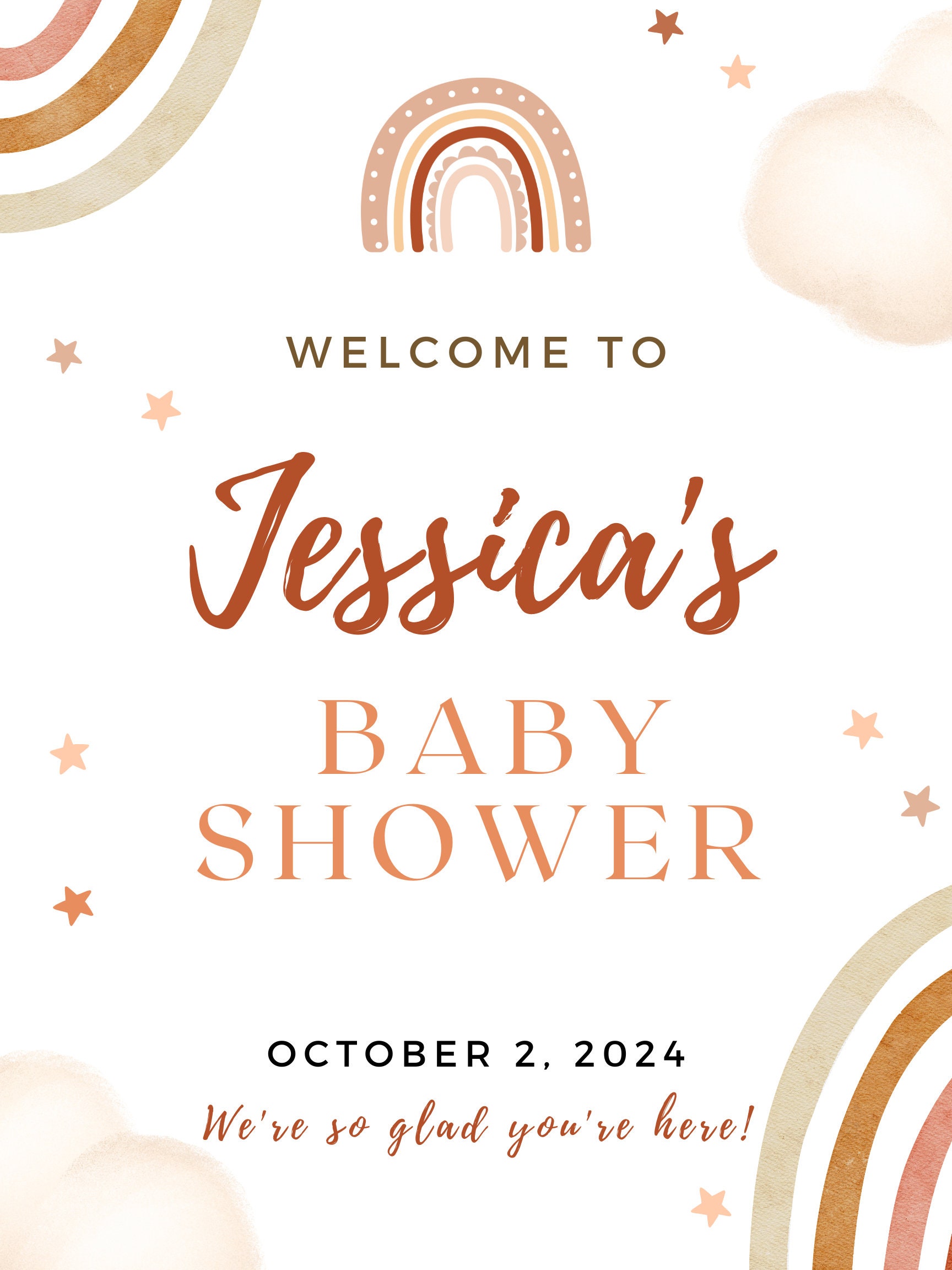 Boho Rainbow Baby Shower Sign Printable Template | Instant Download and ...