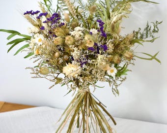 Neutral Hand Tied Dried Flower Bouquet: Everlasting Natural Home Decor
