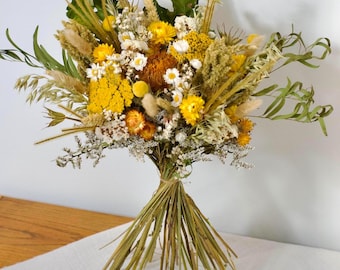 Sunshine Hand Tied Dried Flower Bouquet: Everlasting Natural Home Decor
